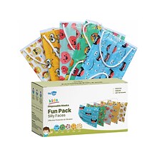 WeCare 3-ply Disposable Face Masks, Kids, Assorted Silly Face Designs, 50/Box (WMN100098)