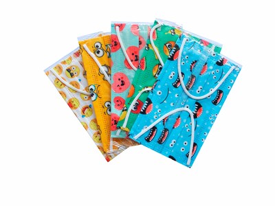 WeCare 3-ply Disposable Face Masks, Kids, Assorted Silly Face Designs, 50/Box (WMN100098)