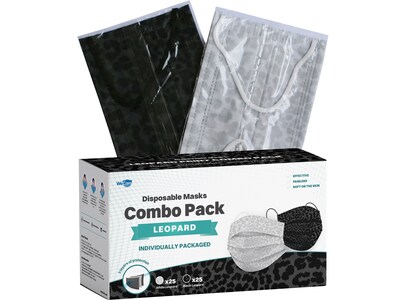 WeCare 3-ply Disposable Face Masks, Combo Pack, Adult, Leopard, 50/Box (WMN100088)