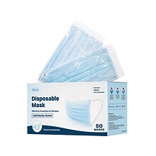 WeCare Disposable Face Mask, 3-Ply, Adult, Blue, 50/Box (WMN100003)