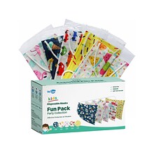 WeCare 3-ply Disposable Face Masks, Kids, Assorted Party Collection Designs, 50/Box (WMN100089)