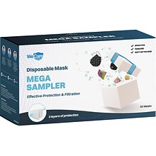WeCare 3-ply Disposable Face Masks, Mega Sampler, Adult, Assorted Colors, 50/Box (WMN100102)