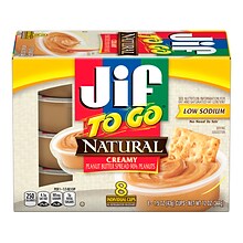 Jif To Go Natural Creamy Peanut Butter Spread, 1.5 Oz., 8/Box (5150024307)