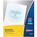 Avery Economy Lightweight Sheet Protectors, 8-1/2 x 11, Semi-Clear, 50/Box (74098)