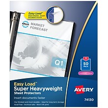 Avery Easy Load Super Heavyweight Sheet Protectors, 8-1/2 x 11, Diamond Clear, 50/Box (74130)