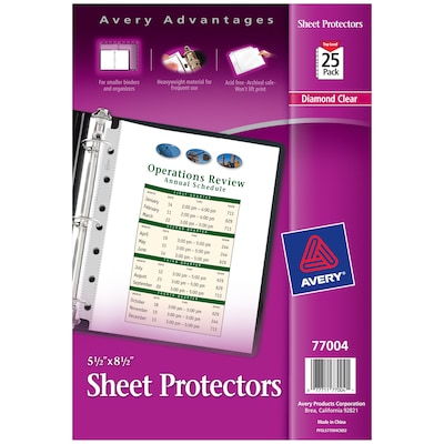 Avery Mini Heavyweight Sheet Protectors, 8-1/2 x 5-1/2, Clear, 25/Pack (77004)