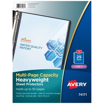 Avery Heavweight Sheet Protectors, 8-1/2 x 11, Diamond Clear, 25/Pack (74171)