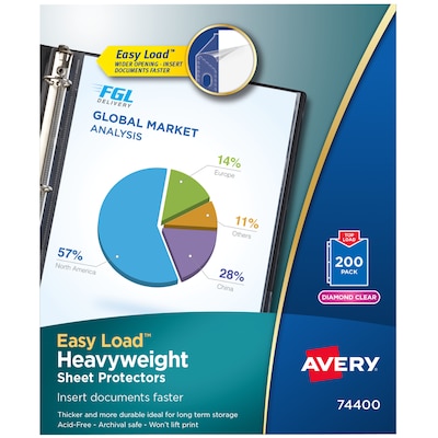 Avery Heavyweight Sheet Protectors, 8-1/2 x 11, Diamond Clear, Acid-Free, 200/Box (74400)