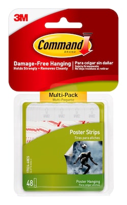 Command Small Poster Strips Multi-Pack, White, 48 Strips/Pack (17024-48ES)