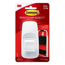 Command™ Jumbo Hook, White, 1 Hook, 2 Strips/Pack (17004-RR)