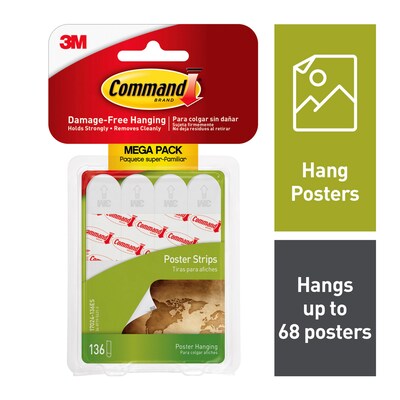 Command Poster Strips Mega-Pack, White, 136 Strips/Pack (17024-136ES)