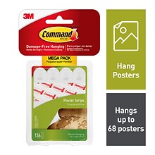 Command™ Poster Strips Mega-Pack, White, 136 Strips/Pack (17024-136ES)