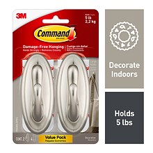 Command Large Designer Hook, 2/Pack (17053BNVPES)