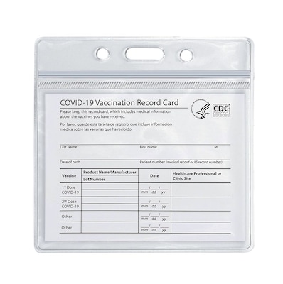 COSCO CDC Vaccine Cardholder, Clear 20/Pack (074133PK2)