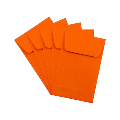 JAM Paper #1 Coin Business Colored Envelopes, 2.25 x 3.5, Orange Recycled, 50/Pack (352627815I)