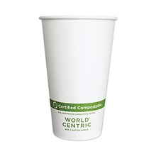 World Centric Paper Hot Cups, 16 oz, White, 1,000/Carton