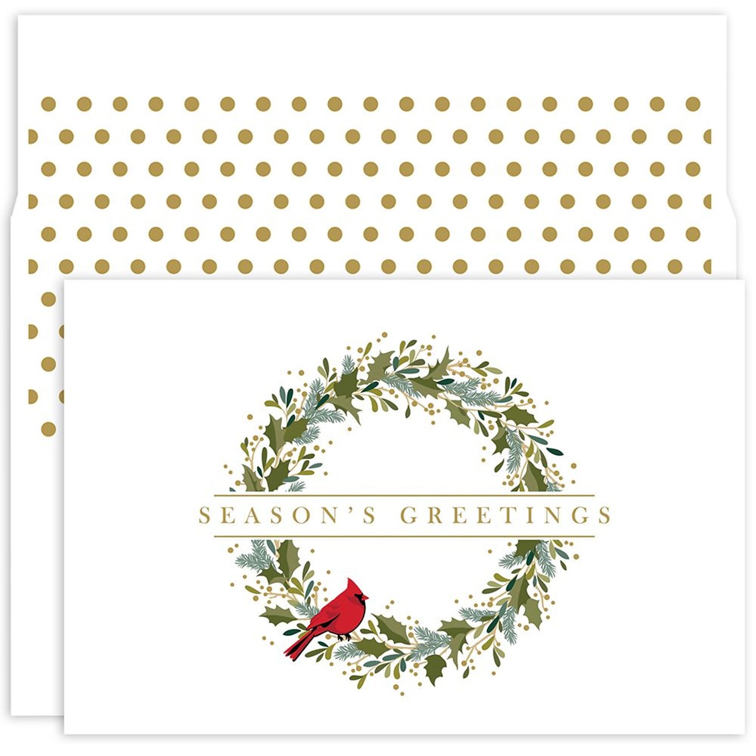 Great Papers!® Holiday Greeting Cards, Petite Wreath, 6 x 4, 18 Cards/18 Foil-Lined Envelopes (905500)