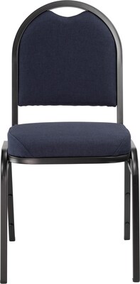NPS 9200 Series Dome-Back Fabric Padded Stack Chair, Midnight Blue/Black Sandtex, 4 Pack (9254-BT/4)