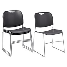 NPS 8500 Series Hi-Tech Ultra-Compact Plastic Seat/Back Stack Chair, Gunmetal/Chrome, 4 Pack (8502/4