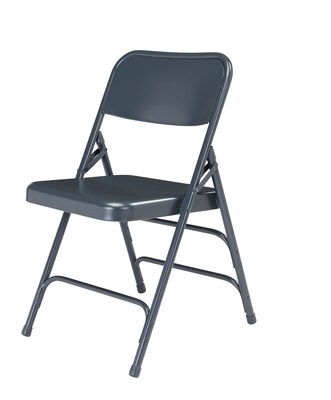 NPS 300 Series Premium All-Steel Triple Brace Double Hinge Folding Chairs, Char-Blue, 4 Pack (304/4)