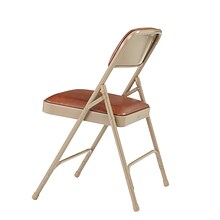 NPS 1200 Series Vinyl Padded Premium Folding Chairs, Honey Brown/Beige, 4 Pack (1203/4)