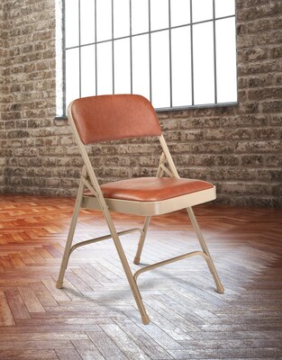 NPS 1200 Series Vinyl Padded Premium Folding Chairs, Honey Brown/Beige, 4 Pack (1203/4)