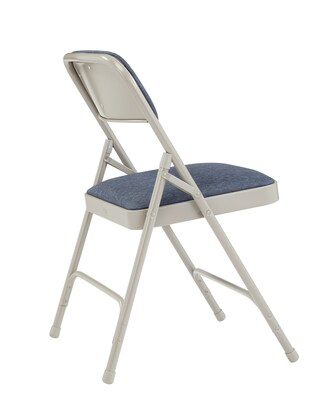 NPS 2200 Series Fabric Padded Premium Folding Chairs, Imperial Blue/Gray, 4 Pack (2205/4)