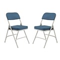 NPS 3200 Series Premium 2 Fabric Padded Folding Chairs, Regal Blue/Gray, 2 Pack (3215/2)