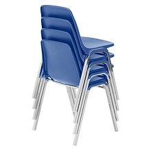 National Public Seating 8100 Series Poly Shell Stack Chair, Slate Blue, 4 Pack (8125/4)