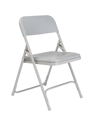 National Public Seating 800 Series Premium Lightweight Steel Frame Plastic Folding Chairs, Gray, 4 P