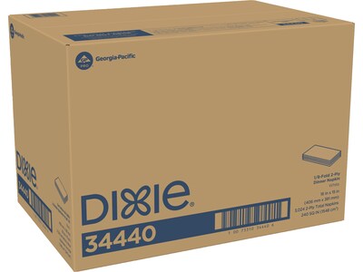 Dixie Dinner Napkin, 2-ply, White, 3024 Napkins/Pack (34440CT)