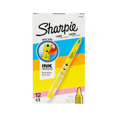 Sharpie Liquid Highlighter, Chisel Tip, Yellow, Dozen (1754463)