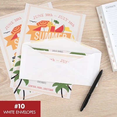 Mead #10 Envelopes, 4-1/8" x 9-1/2", White, 50 Pack (75050)