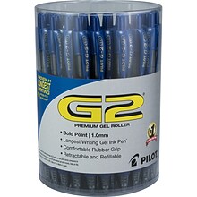 Pilot G2 Retractable Gel Pens, Bold Point, Blue Ink, 36/Pack (84099)