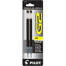 Pilot G2 Gel-Ink Pen Refill, Fine Tip, Black Ink, 2/Pack (77240)