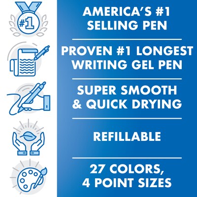 Pilot G2 Retractable Gel Pens, Fine Point, Assorted Ink, 20/Pack (31294)