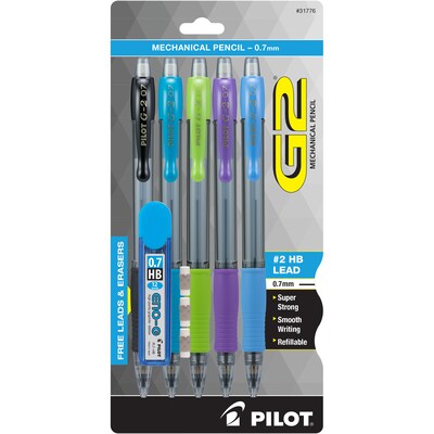 Pilot G2 Mechanical Pencil, 0.7mm, #2 Hard Lead, 5/Pack (31776)