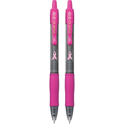 Pilot G2 BCA Retractable Gel Pens, Fine Point, Pink Ink, 2/Pack (31312)