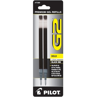 Pilot G2 Gel-Ink Pen Refill, Bold Tip, Black Ink, 2/Pack (77289)