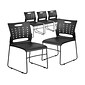 Flash Furniture HERCULES Series Plastic Sled Base Stack Chair with Air-Vent Back, Black, 5 Pack (5RU