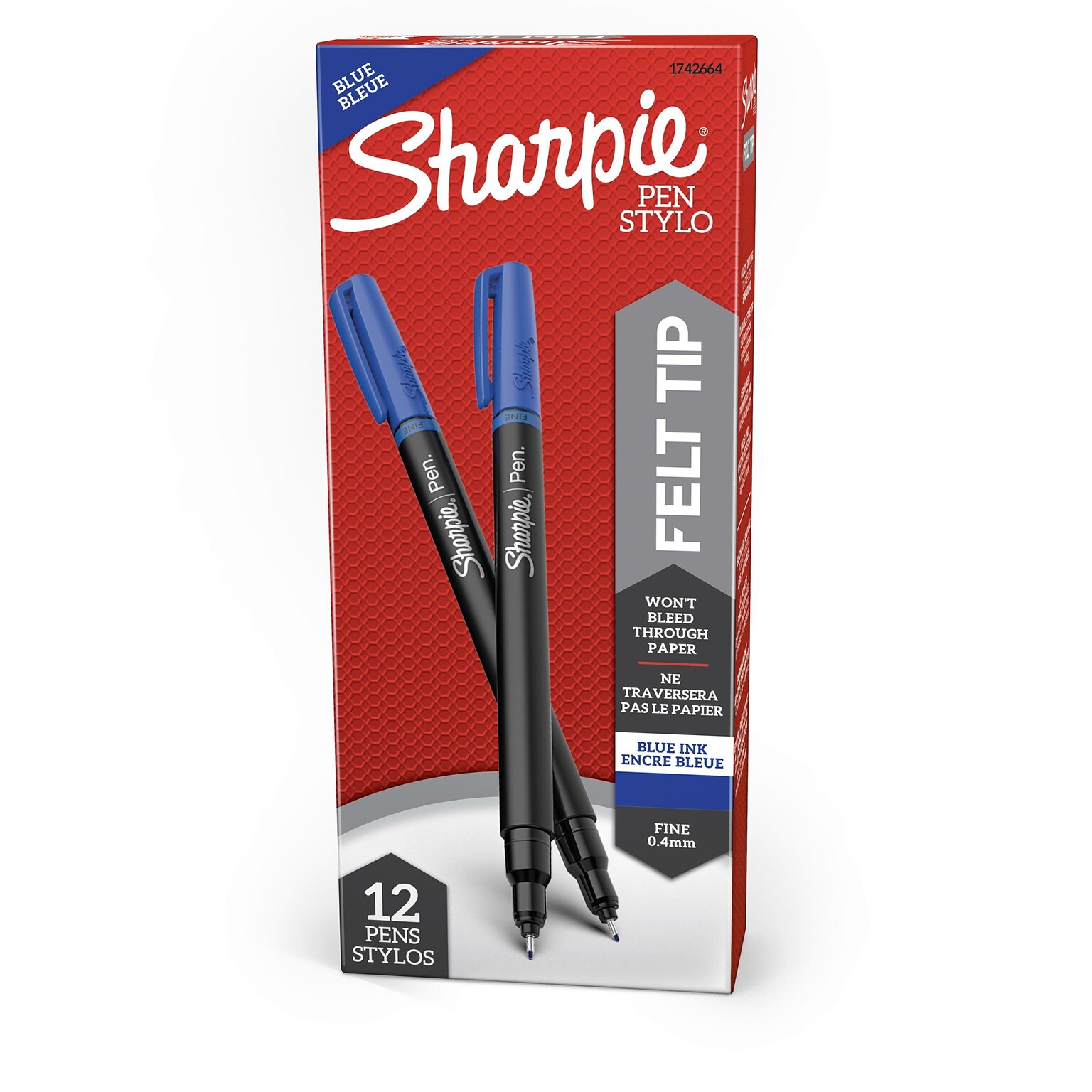 Sharpie Felt Pen, Fine Point, 0.4 mm, Blue Ink, Dozen (1742664)