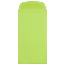 JAM Paper #6 Coin Business Colored Envelopes, 3.375 x 6, Ultra Lime Green, 50/Pack (356730556i)