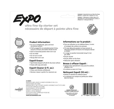 Expo Dry Erase Starter Set, Ultra Fine Tip, Assorted, 5/Set (1884310)