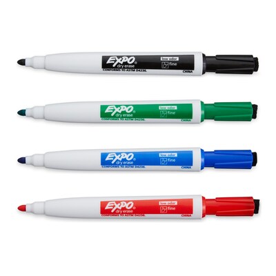 Expo Magnetic Dry Erase Markers, Fine Tip, Assorted, 4/Pack (1944746)