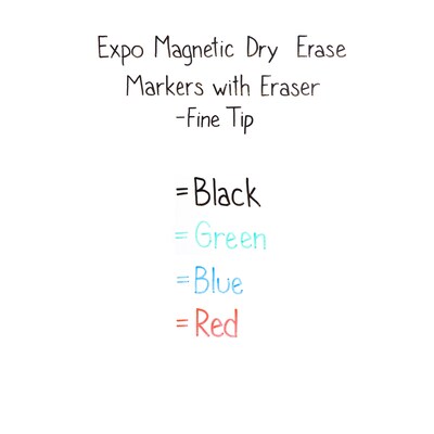 Expo Magnetic Dry Erase Markers, Fine Tip, Assorted, 4/Pack (1944746)