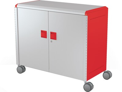 MooreCo Compass Maxi H2 Mobile 9-Section Storage Cabinet, 36.13H x 41.88W x 19.13D, Platinum/Red