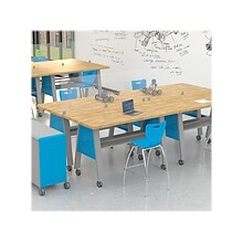 MooreCo Compass Makerspace 72 Table with Butcher Block, Beige/Platinum (91696-B-BUTCHER)