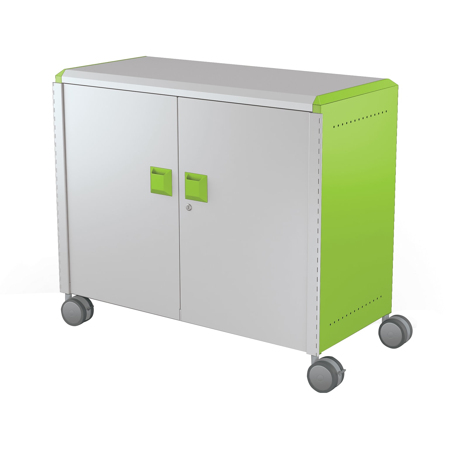 MooreCo Compass Maxi H2 Mobile 9-Section Storage Cabinet, 36.13H x 41.88W x 19.13D, Platinum/Green Metal (B3A1F2E1X0)