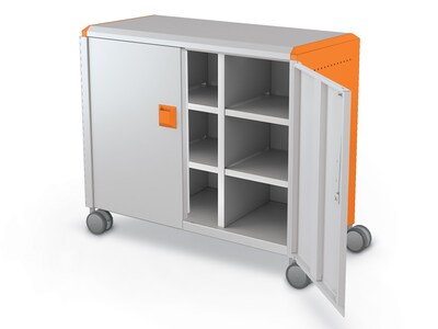 MooreCo Compass Maxi H2 Mobile 9-Section Storage Cabinet, 36.13"H x 41.88"W x 19.13"D, Platinum/Orange Metal (B3A1H2E1X0)