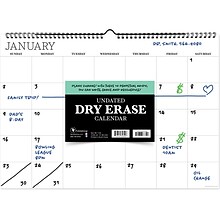 TF Publishing 12 x 17 Monthly Dry Erase Wall Calendar, White (99-1149)